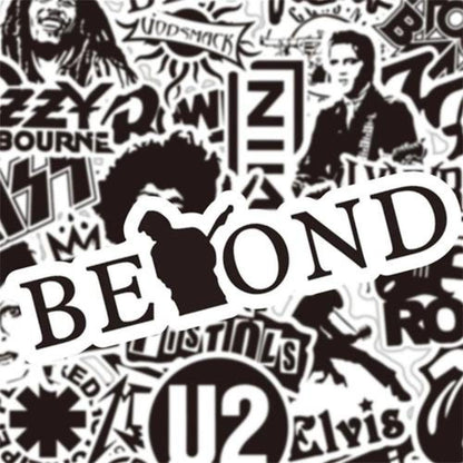 Set Sticker cantantes grupos de Rock música Black&white