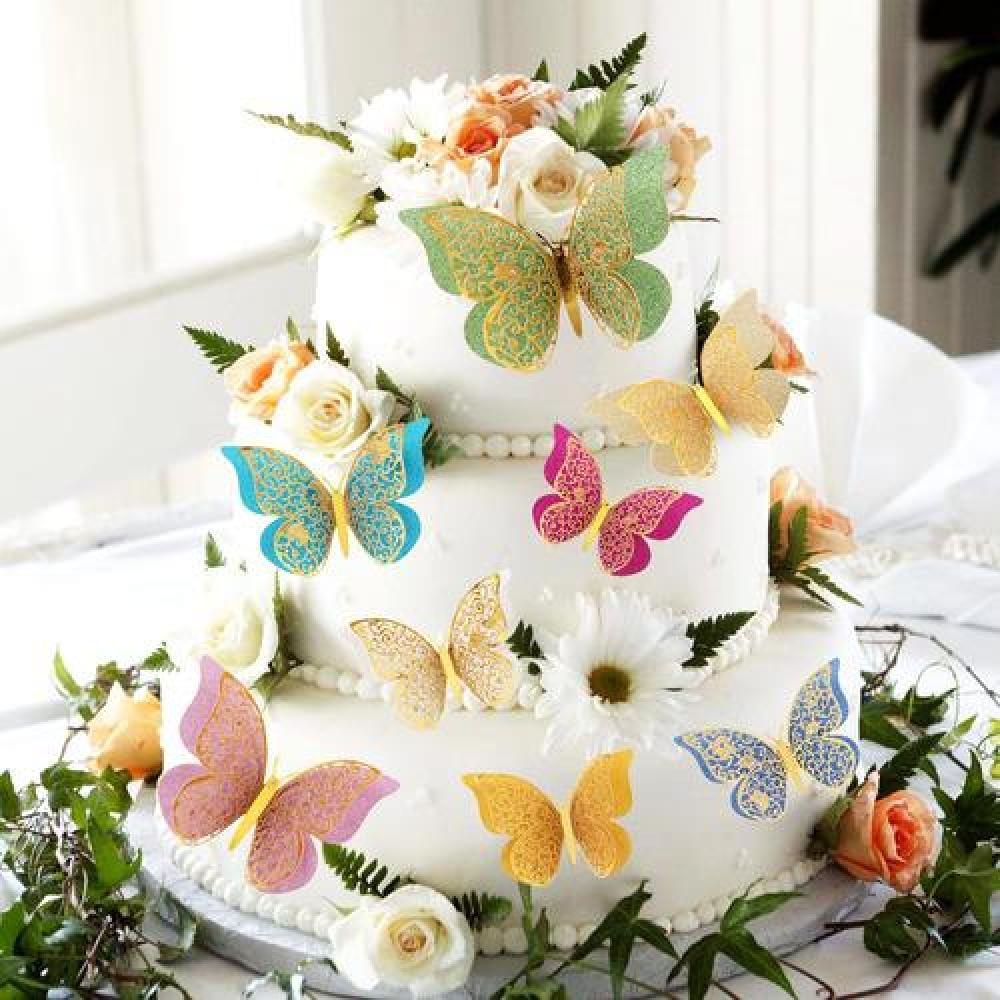Set 12 mariposas glitter doradas decoracion