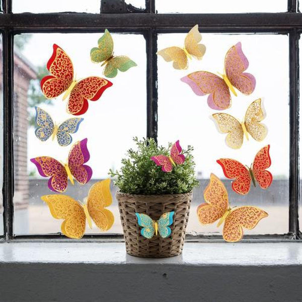 Set 12 mariposas glitter doradas decoracion