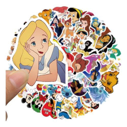 Pack 50 Sticker dibujos animados princesas Stich mickey