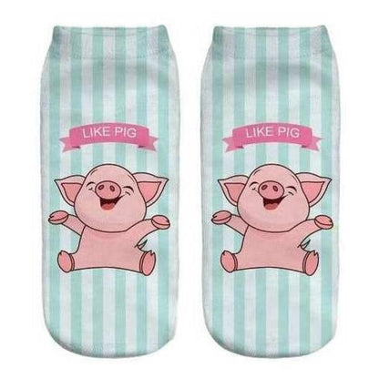 Calcetines Tobilleras 3d Impresos Chanchito Pato Kawaii