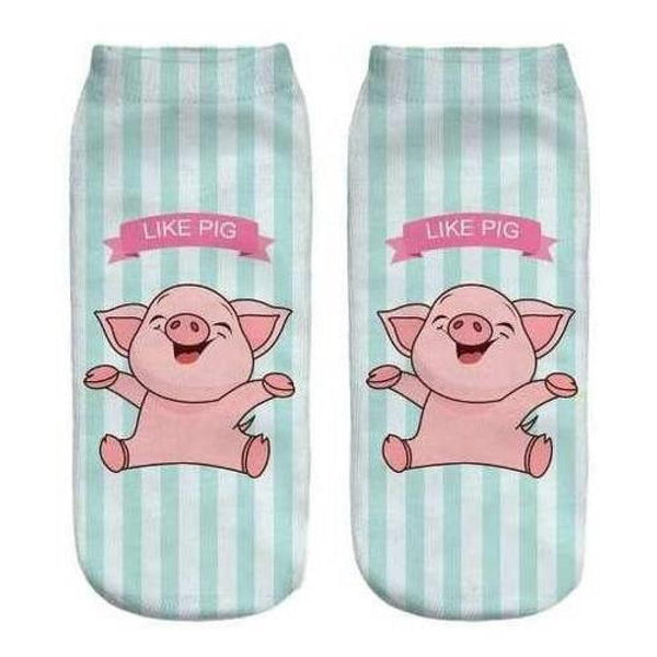 Calcetines Tobilleras 3d Impresos Chanchito Pato Kawaii