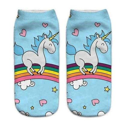 Calcetines Tobilleras 3d Impresos Unicornio Cut Kawaii