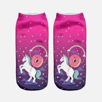 Calcetines Tobilleras 3d Impresos Unicornio Cut Kawaii