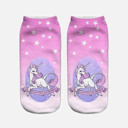 Calcetines Tobilleras 3d Impresos Unicornio Cut Kawaii