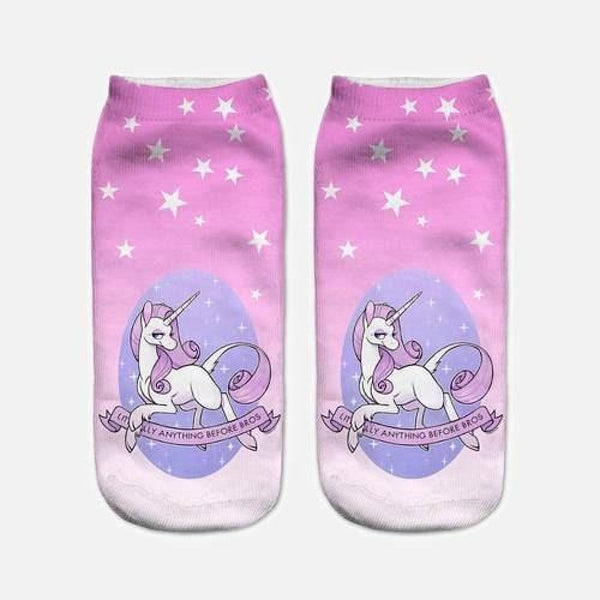 Calcetines Tobilleras 3d Impresos Unicornio Cut Kawaii