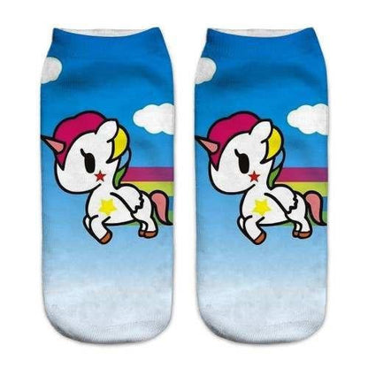 Calcetines Tobilleras 3d Impresos Unicornio Cut Kawaii