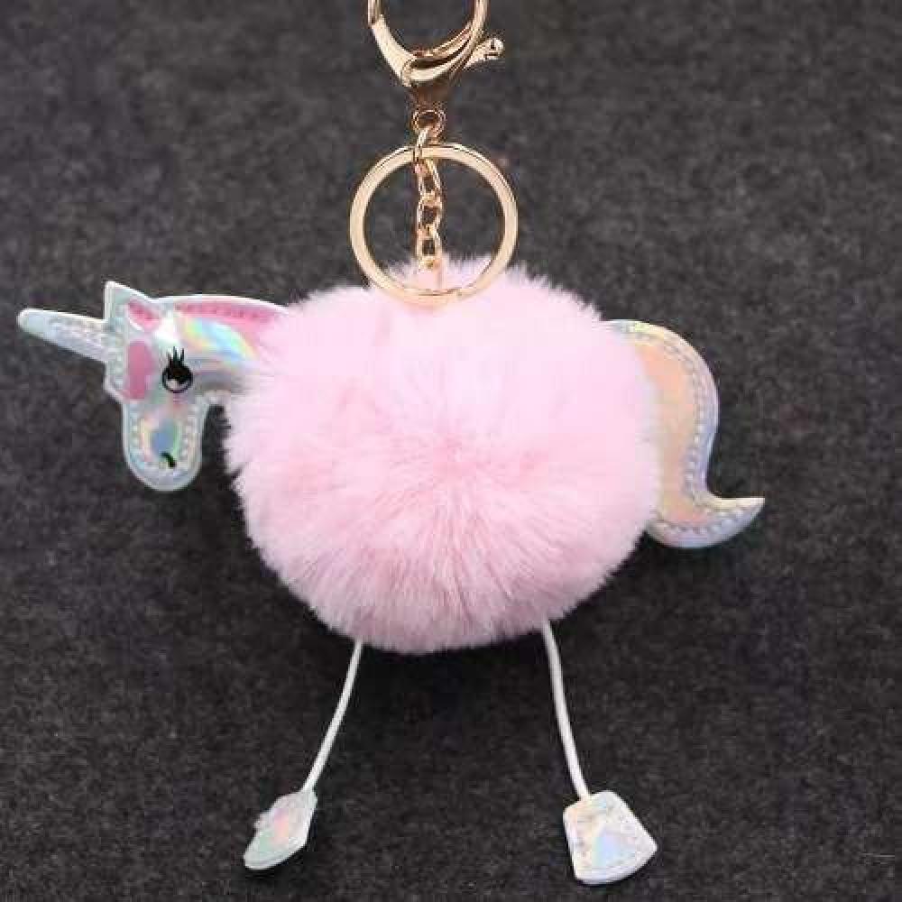 Llavero Pompom Unicornio Kawaii Moda Cartera