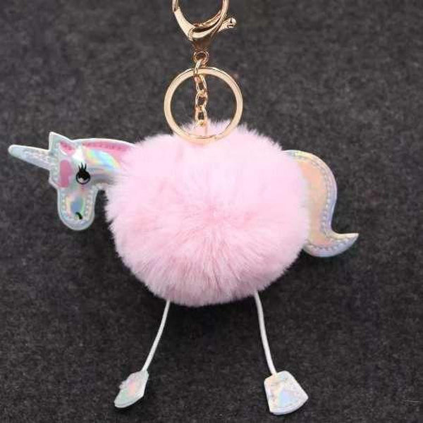 Llavero Pompom Unicornio Kawaii Moda Cartera