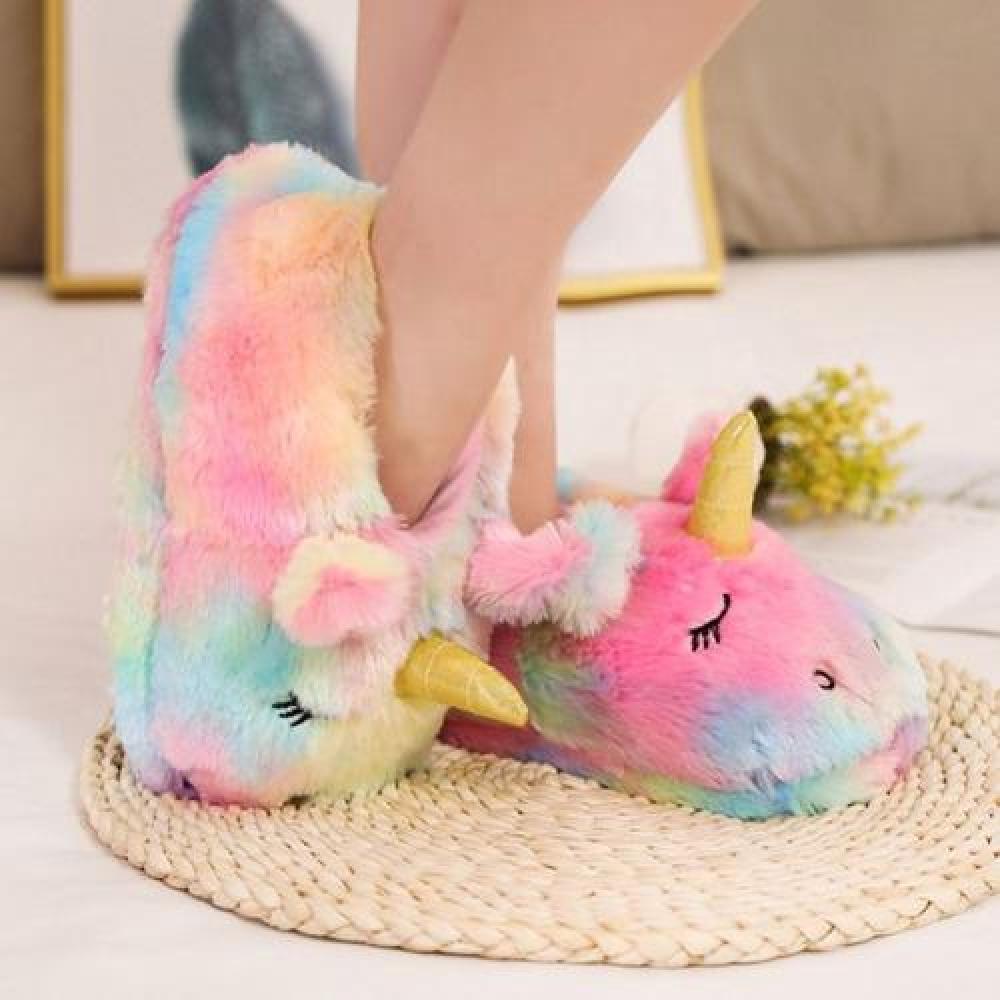 Pantuflas Rosadas -blancas De Unicornio Kawaii