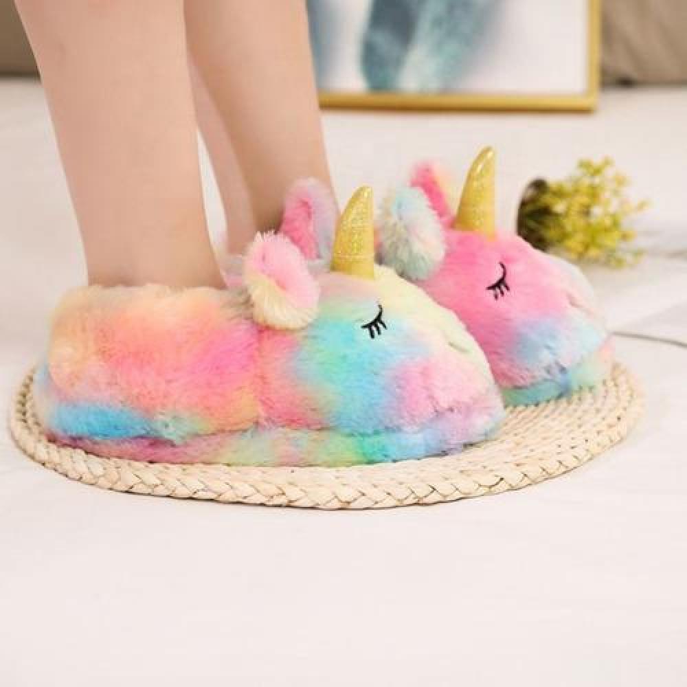 Pantuflas Rosadas -blancas De Unicornio Kawaii