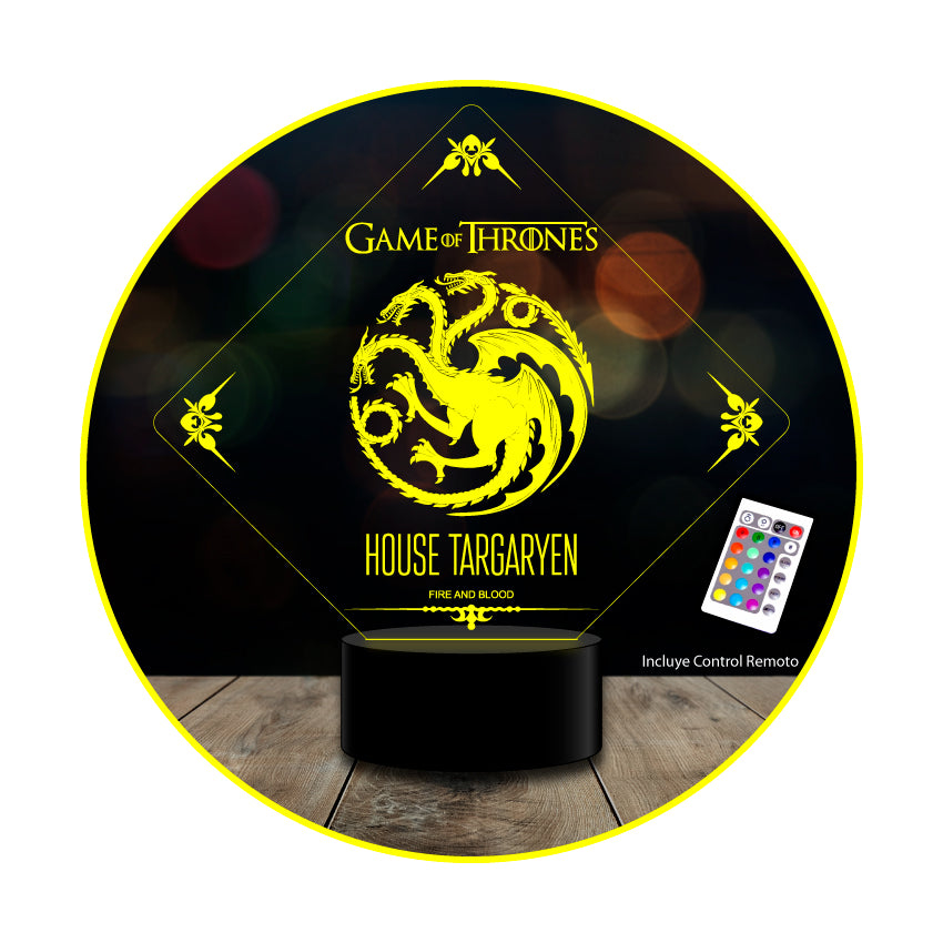 Lámpara 3d 7 Color Game Of Throne Stark Lannister Targaryen
