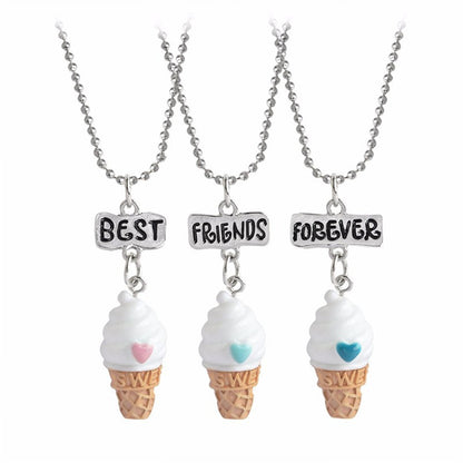 3 collares BBF Mejores amigas Helado unicornio  ESTOYKUKU