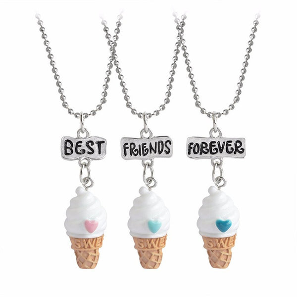 3 collares BBF Mejores amigas Helado unicornio  ESTOYKUKU