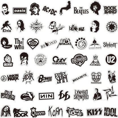 Set Sticker cantantes grupos de Rock música Black&white