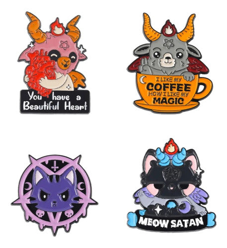 set pines broches adorables diablitos Miu Satan baphomet bab