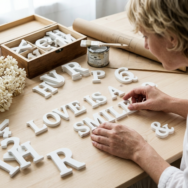 Letra Decorativa De Madera Blanca 6cm (estoykuku)