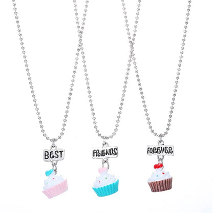 3 collares BBF Mejores amigas Helado unicornio  ESTOYKUKU