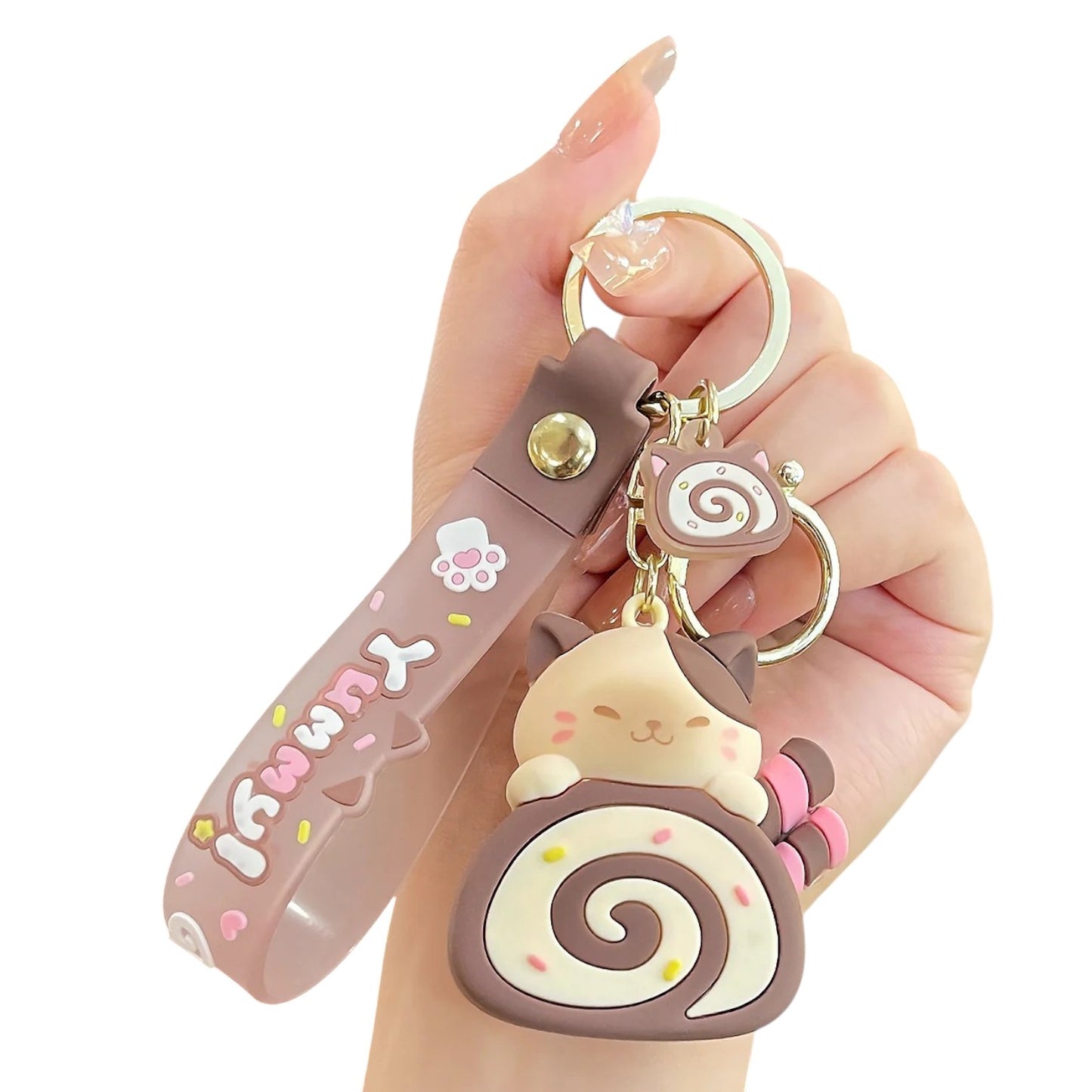 Llavero Gatito Cake Roll yummy super cute kawaii Silicona