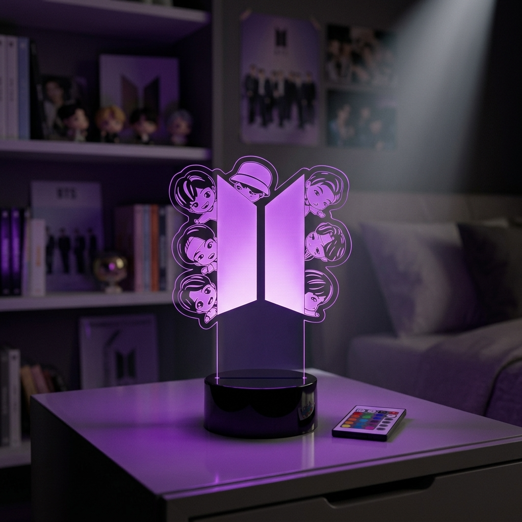 Lámpara 3D BTS BTS21 Control remoto estoykuku Modelo B