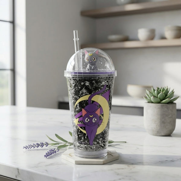 Vaso c/Luz Sailor moon Luna Artemis Kawaii  Glitter
