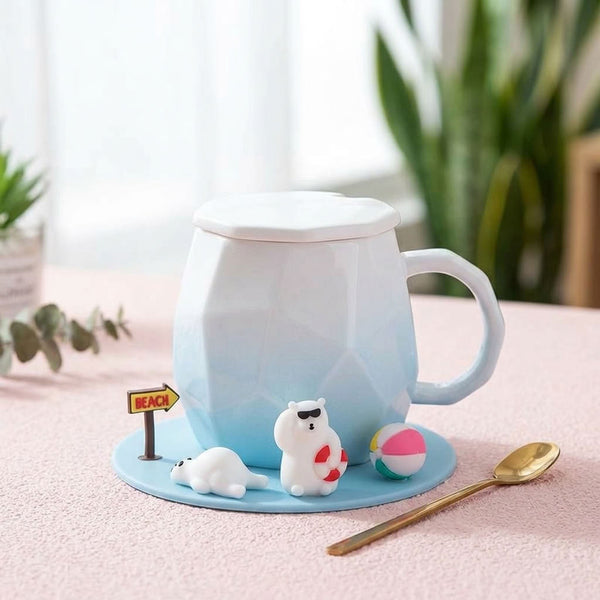 Tazón geométrico tapa y cuchara Animalitos silicona