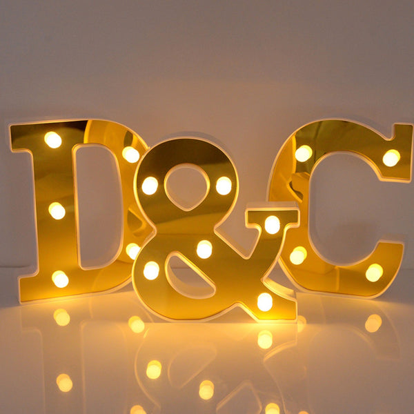 Letra Led 16 Cm doradas espejos gold candy bar matrimonios