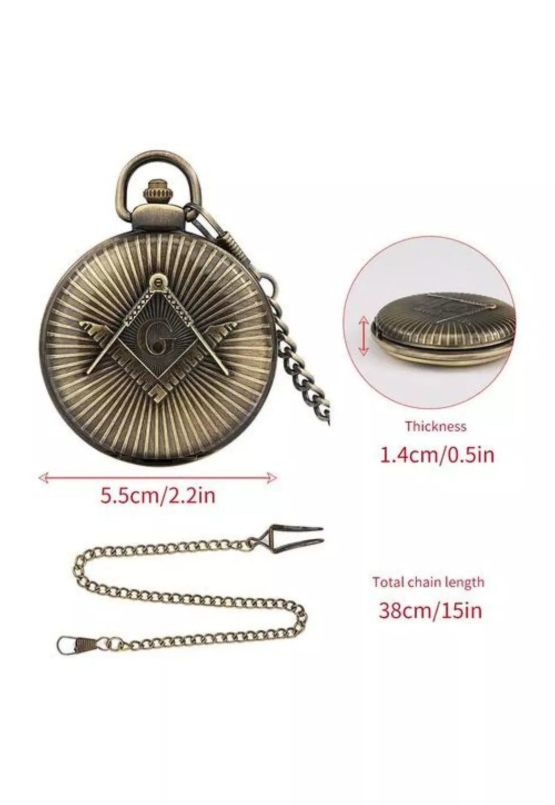 Reloj De Bolsillo Retro Masónico Caballeros Templarios
