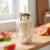 Vaso Patita Gato Glitter Kawaii Con bombilla