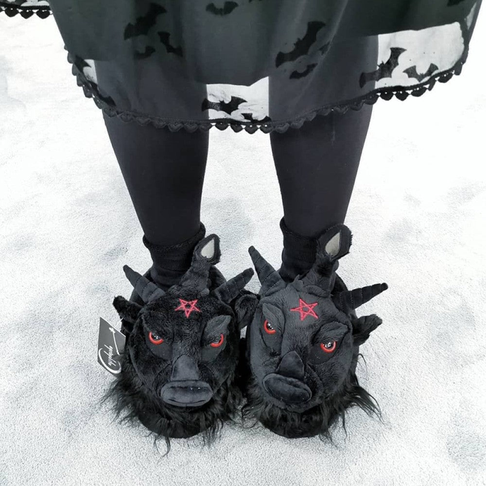 Pantuflas 3D Dark Lord Satan Baphomet Pentagrama