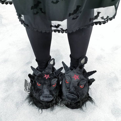 Pantuflas 3D Dark Lord Satan Baphomet Pentagrama