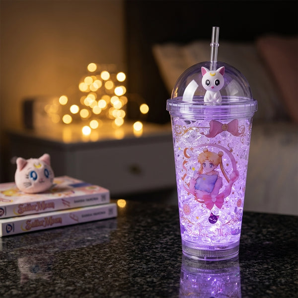 Vaso c/Luz Sailor moon Luna Artemis Kawaii  Glitter