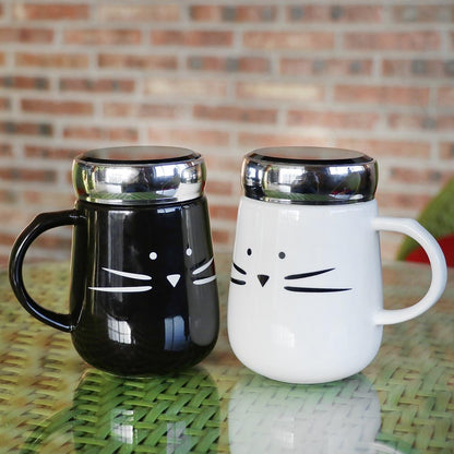 2 Mug Taza Cerami Gato Kool Kat Koo Gatitos Blanco Y Negro