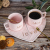 Set Enamorados tazas, platos, cucharas love corazon MR- MRS