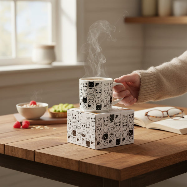 Tazón Taza Cerámica Diseño Modelo Gatitos Nekos