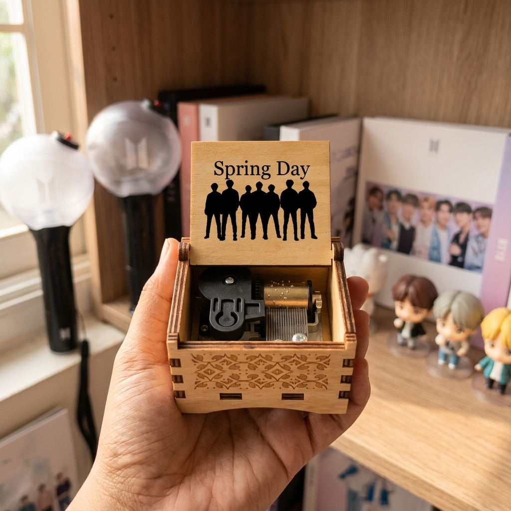 caja musical madera BTS