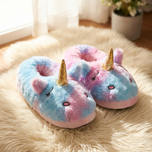 Pantuflas Rosadas -blancas De Unicornio Kawaii