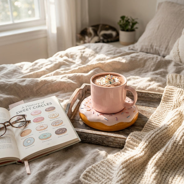 Taza Con Plato Donut Glaseada Chispas