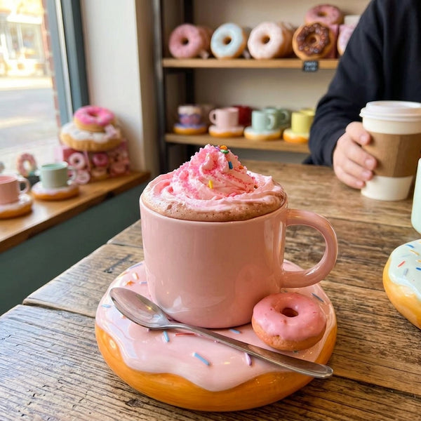 Taza Con Plato Donut Glaseada Chispas