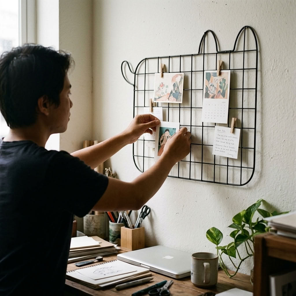 Marco para foto forma gato rejilla metálica fotos decoracion