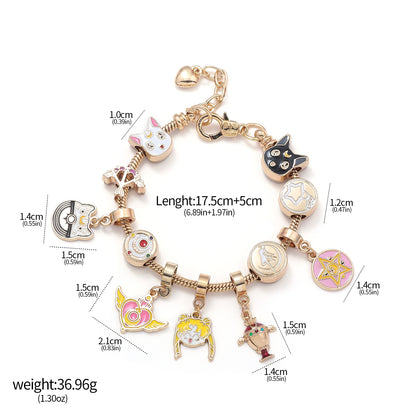 Pulsera Charms dorada dijes Sailor moon