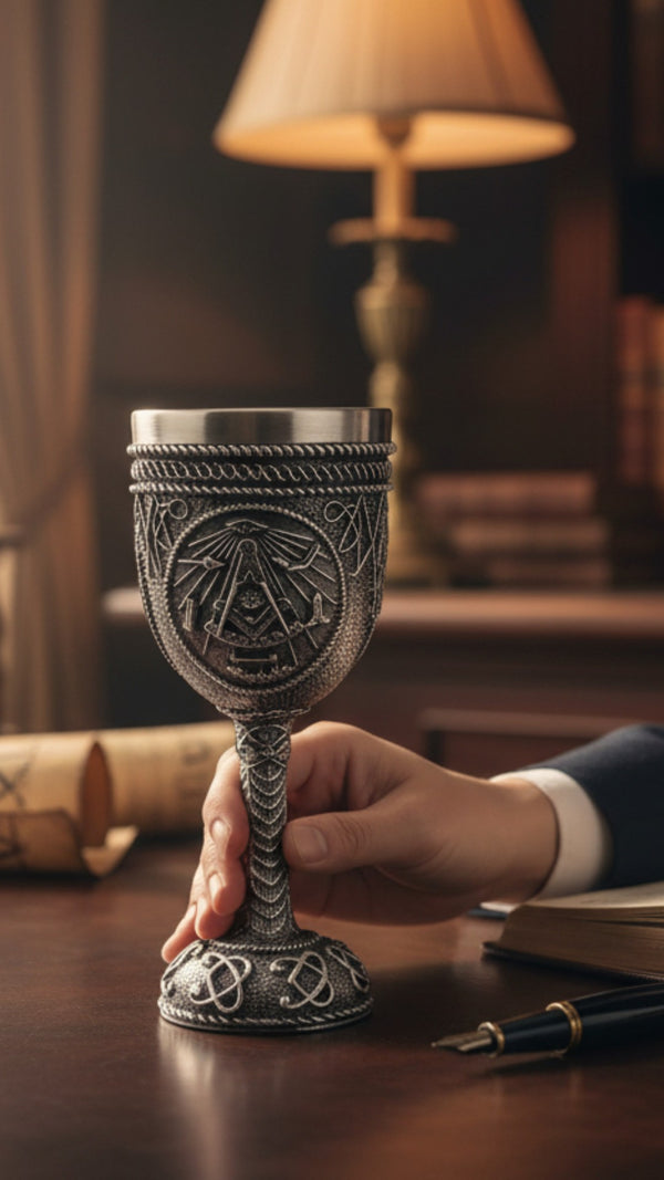 Copa Cáliz Resina Acero masónico templario