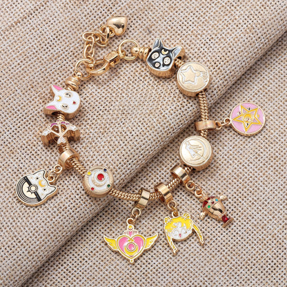 Pulsera Charms dorada dijes Sailor moon