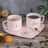 Set Enamorados tazas, platos, cucharas love corazon MR- MRS