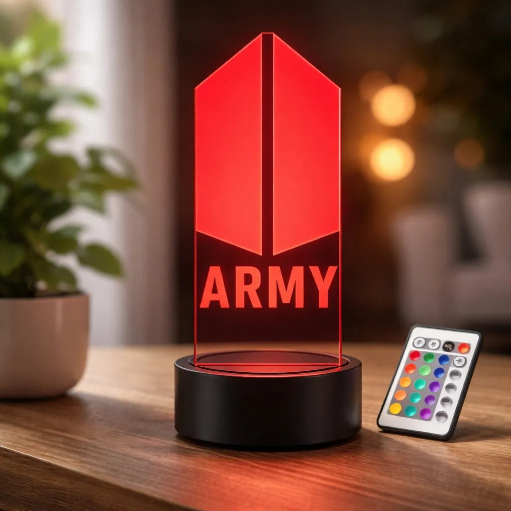 Lampara 3D Army  BTS 16 colores intercam control remoto