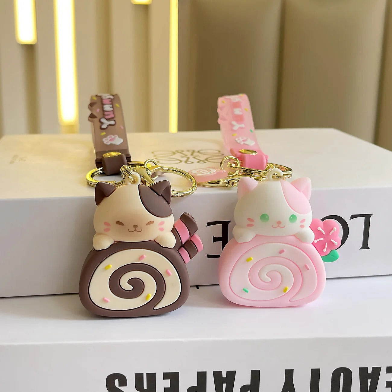 Llavero Gatito Cake Roll yummy super cute kawaii Silicona
