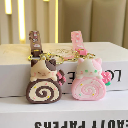 Llavero Gatito Cake Roll yummy super cute kawaii Silicona