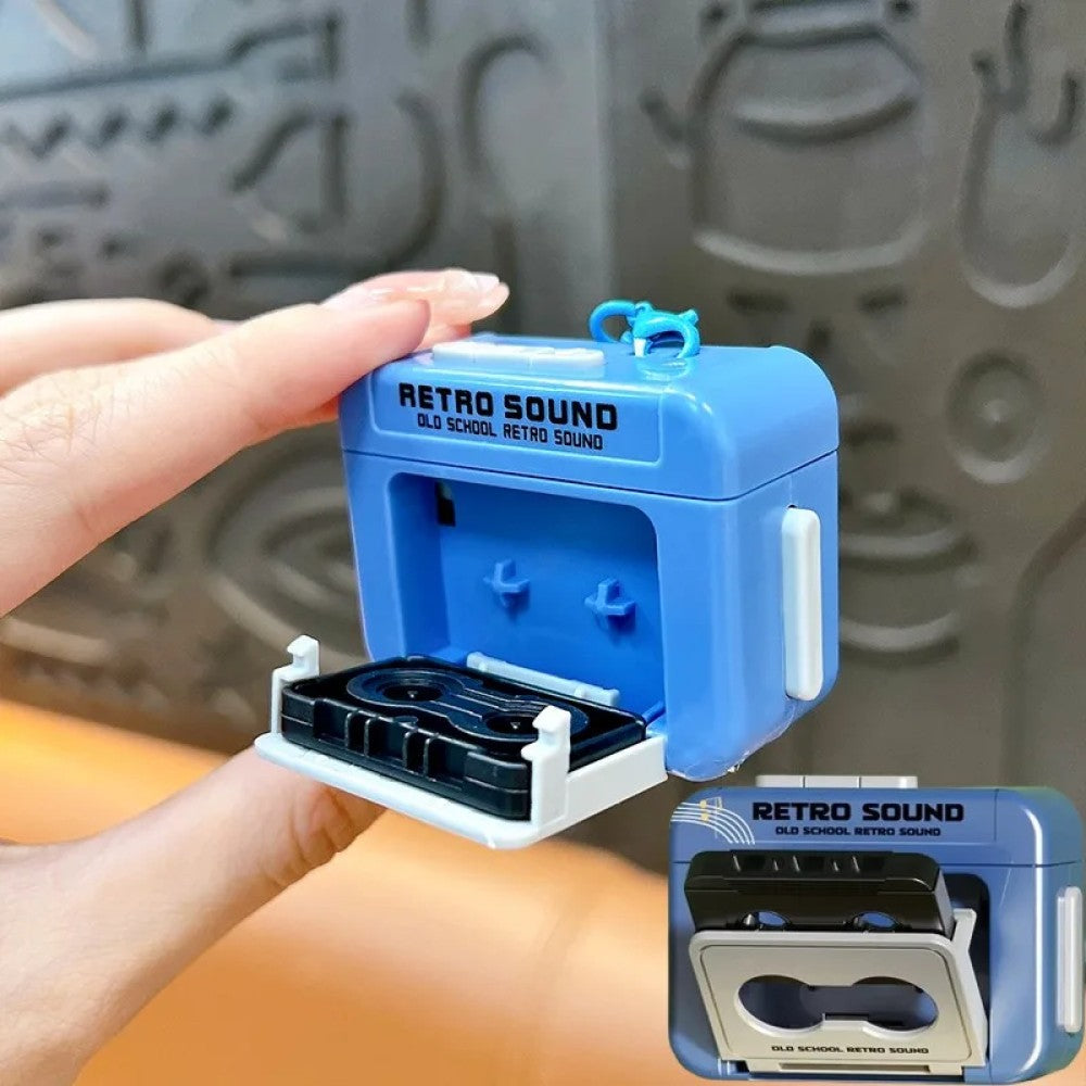 Llavero divertido mini radio con casette grabadora