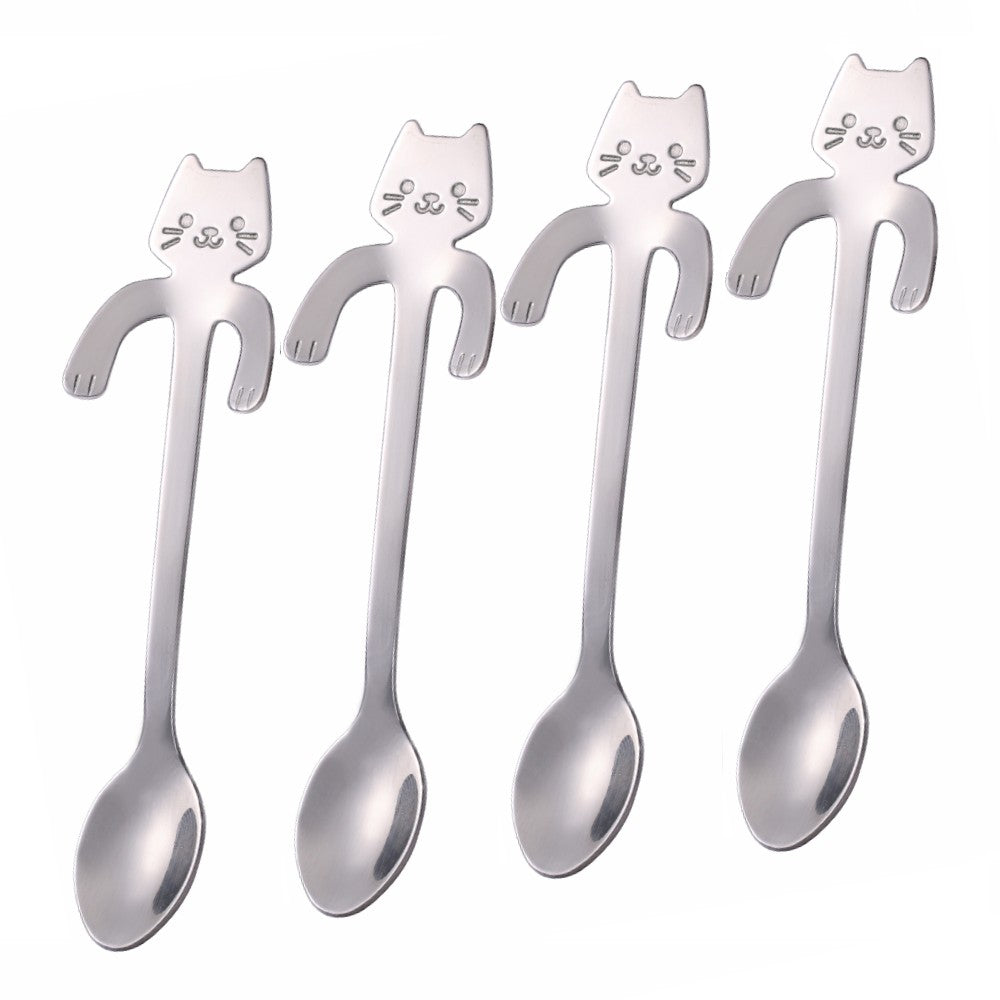 Cuchara Gato Te  Colores Acero Inoxidable Kawaii