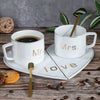 Set Enamorados tazas, platos, cucharas love corazon MR- MRS